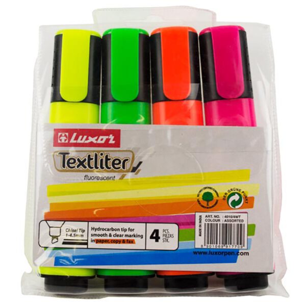 Luxor highlighter textliter asst wlt 4