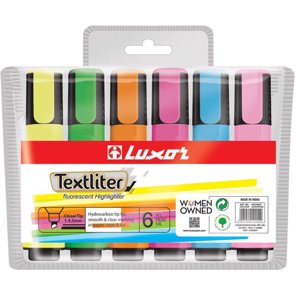Luxor highlighter textliter asst wlt 6