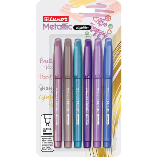 Luxor highlighter slim asst metallic crd 6