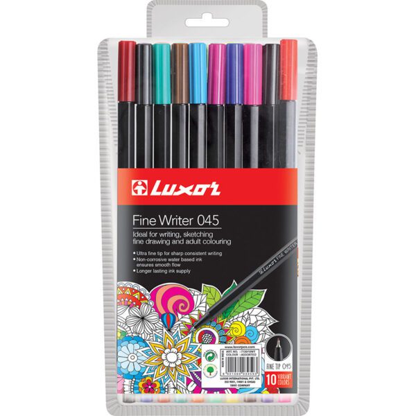 Luxor pen fineliner fine writer asst wlt 10