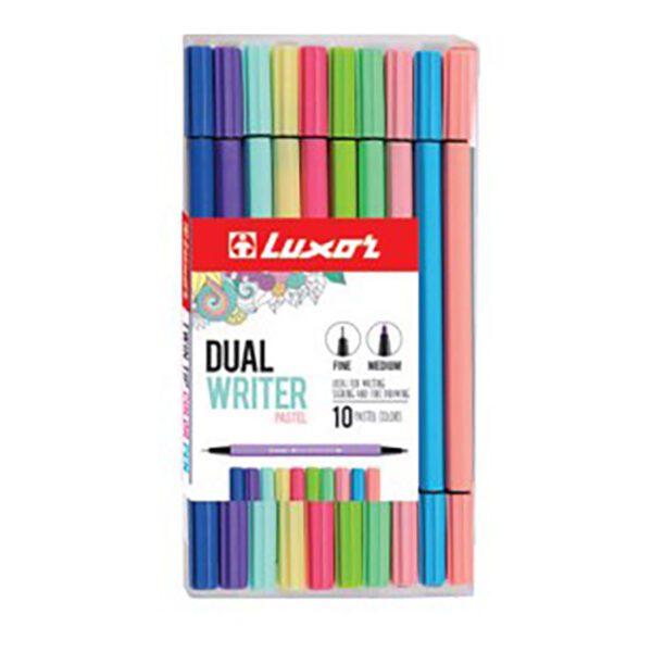 Luxor pen fineliner dual writer asst wlt 10