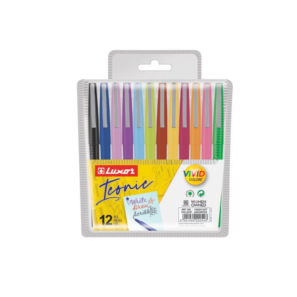 Luxor pen fineliner iconic asst wlt 12