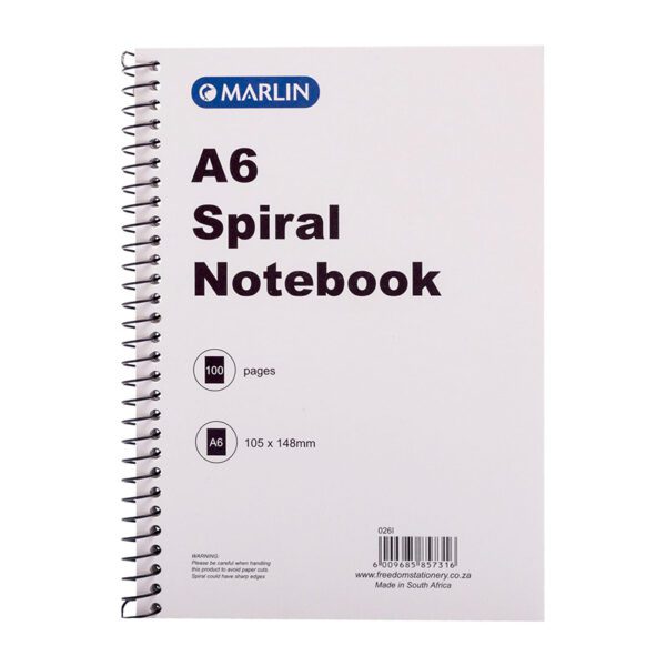 Marlin notebook a6 100pg side spiral