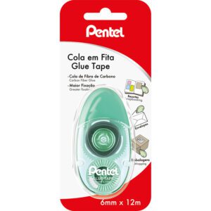 Pentel adhesive glue tape 6mmx12m green crd