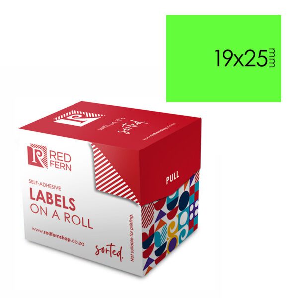 Redfern label colour box 19x25 redfern flu green