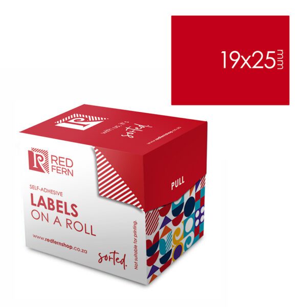 Redfern label colour box 19x25 redfern red