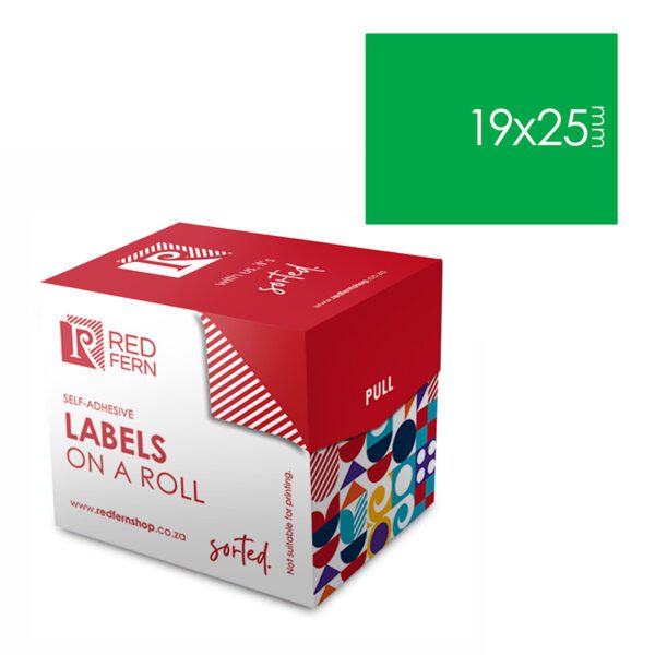 Redfern label colour box 19x25 redfern green