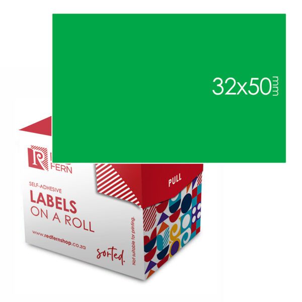 Redfern label colour box 32x50 redfern green