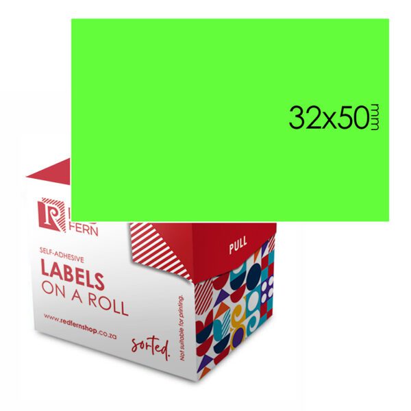 Redfern label colour box 32x50 redfern flu green