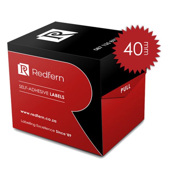 Redfern label notorial seal box n40 red