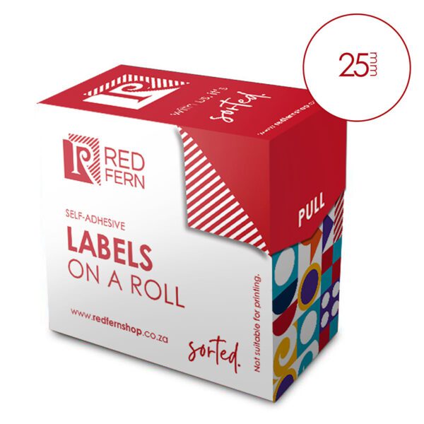 Redfern label white roll redfern c25 white