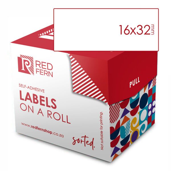 Redfern label white roll redfern 16x32 white
