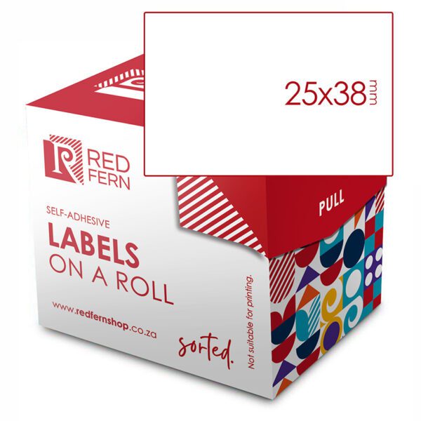 Redfern label white roll redfern 25x38 white
