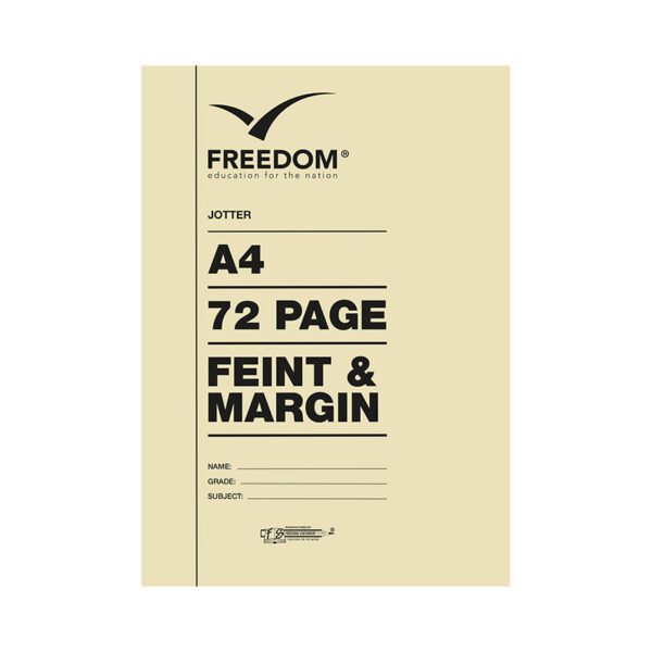 Freedom book jotter a4 sc 72pg f/m ruled