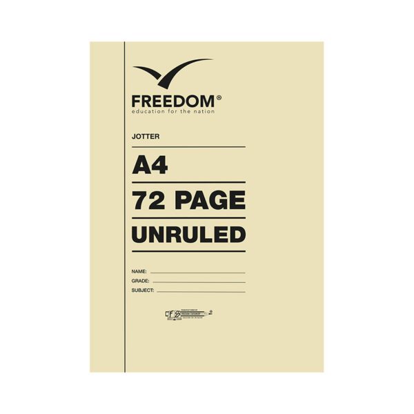 Freedom book jotter a4 sc 72pg unruled