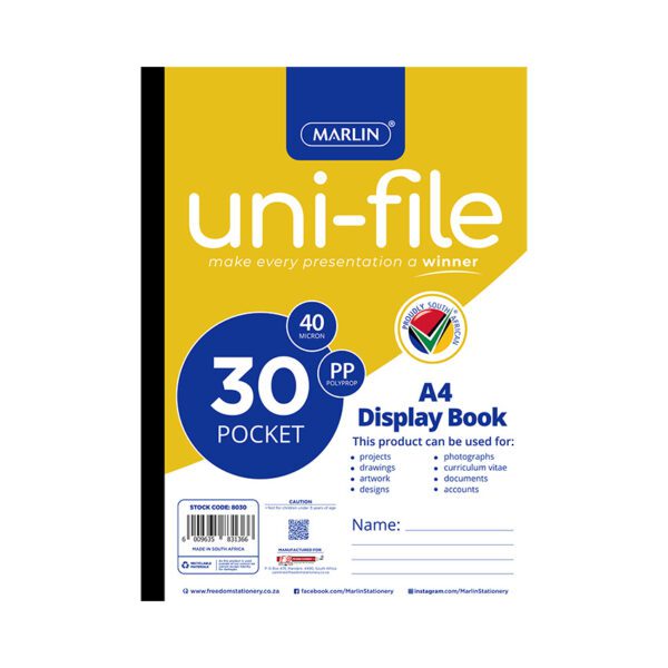 Marlin display book a4 uni-file 30pg bulk
