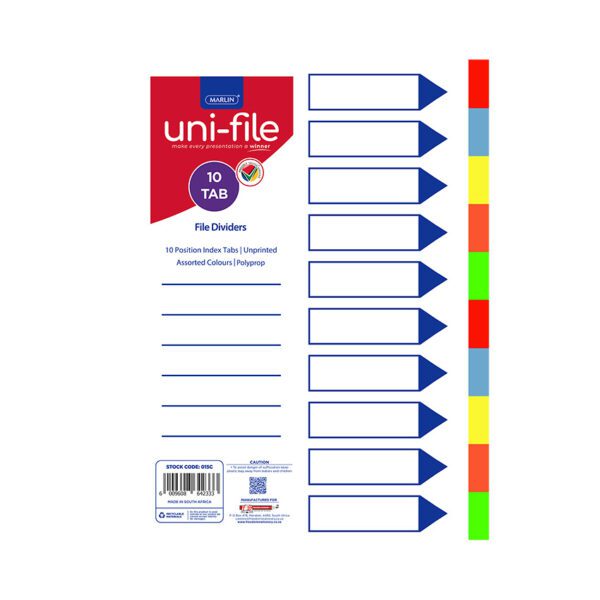 Marlin file divider pp a4 10 tab asst