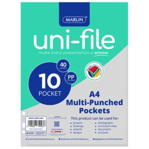 Marlin filing sleeves a4 pp 40mic 10pk
