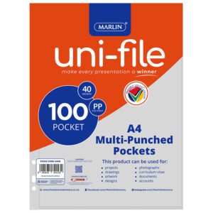 Marlin filing sleeves a4 pp 40mic 100pk