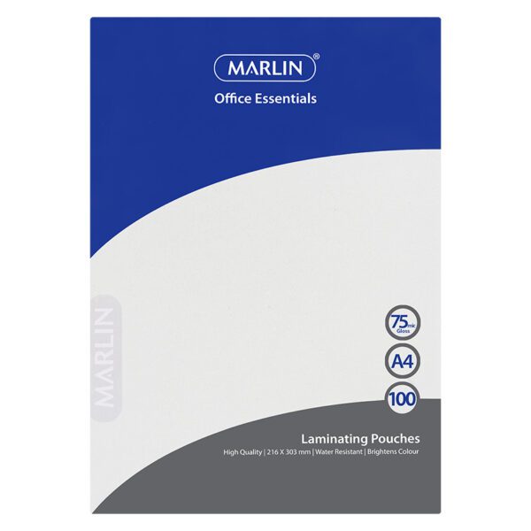 Marlin laminating pouch gloss a4 150mic 100's