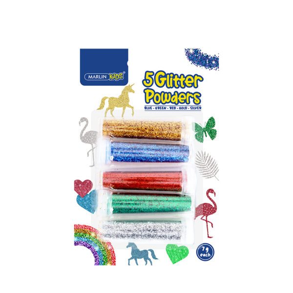 Marlin glitter set kids asst 7g 5pk