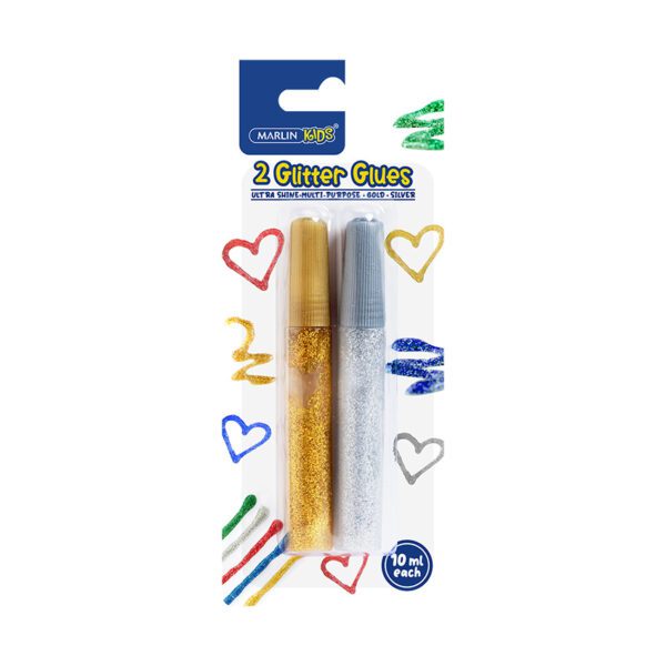 Marlin glitter-glue kids gold & silver 10ml 2pk