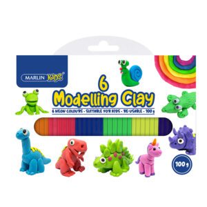 Marlin modelling clay kids 100g 6 colour neon