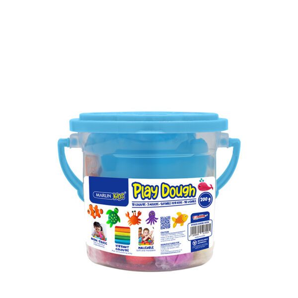 Marlin play dough kids 200g bucket 10 colour + moulds