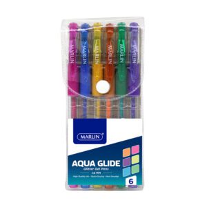 Marlin pen gel rbl 1.0 aqua glide asst glitter wlt 6