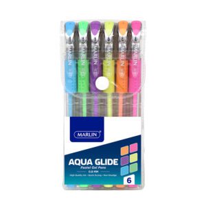Marlin pen gel rbl 1.0 aqua glide asst pastel wlt 6