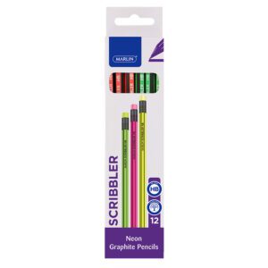 Marlin pencil rubber tip scribbler neon hb 12's