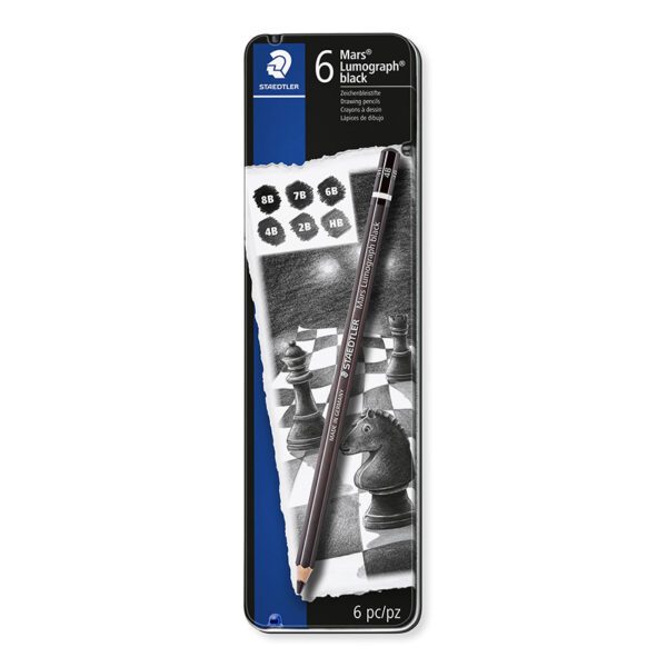 Staedtler pencil sketch set mars lumograph black 6 piece tin