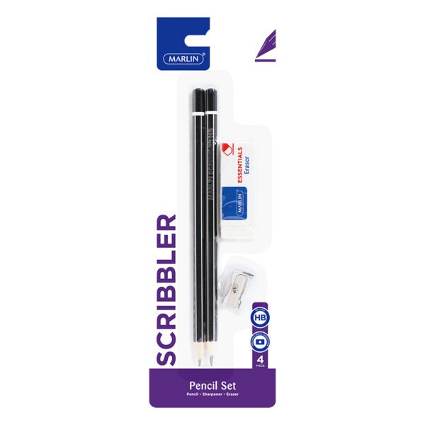 Marlin pencil value pack 2xpencils hb, sharpener, eraser
