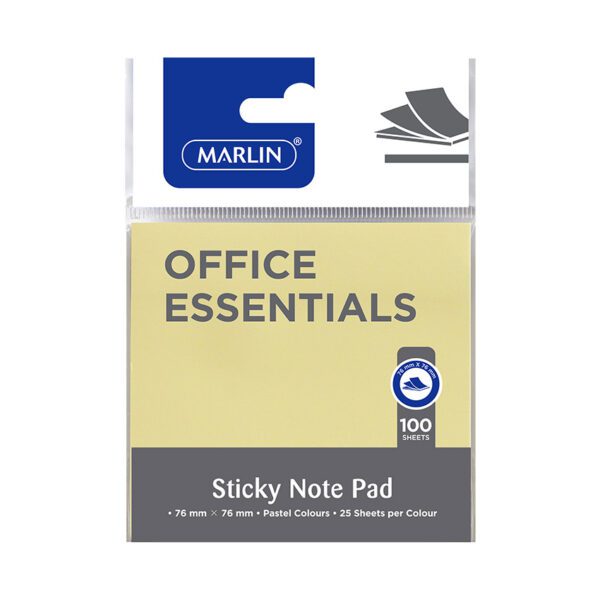 Marlin notes 76x76 sticky 100 sht asst pastel