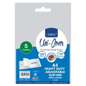 Marlin cover pre-cut pp adjust a5 h/d 120mic clear 5pk