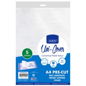 Marlin cover pre-cut pp self adh a4 m/d 70mic clear 5pk