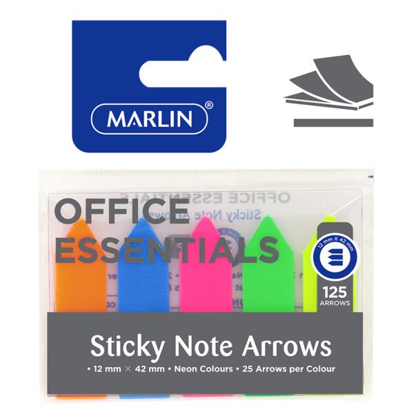 Marlin flags arrow sticky notes asst neon 125's