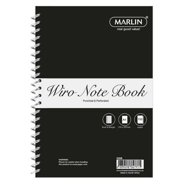 Marlin notebook a4 150pg side spiral pun/perf
