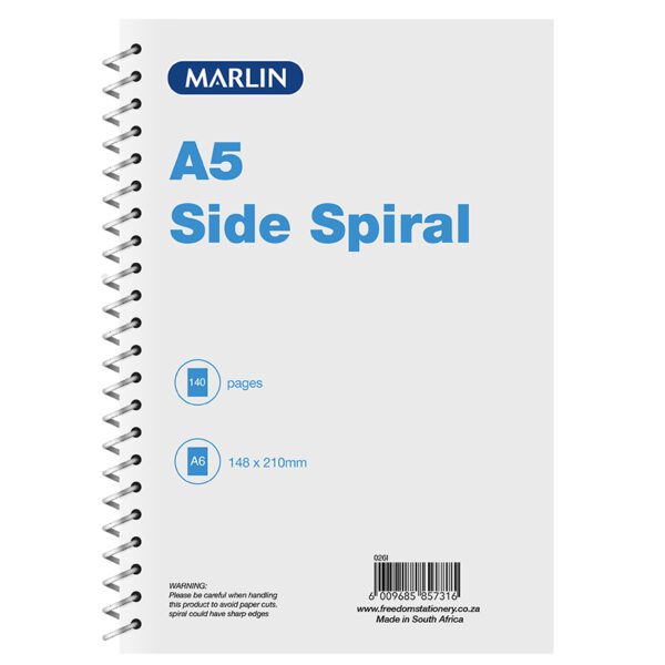 Marlin notebook a5 140pg side spiral