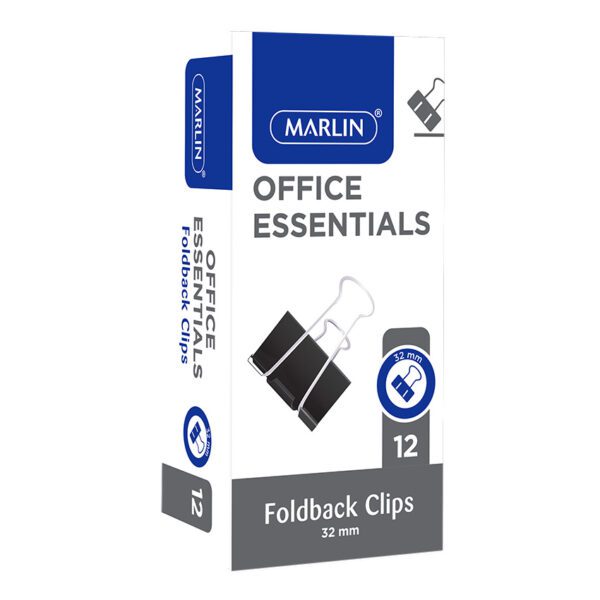 Marlin clips foldback 32mm black 12's