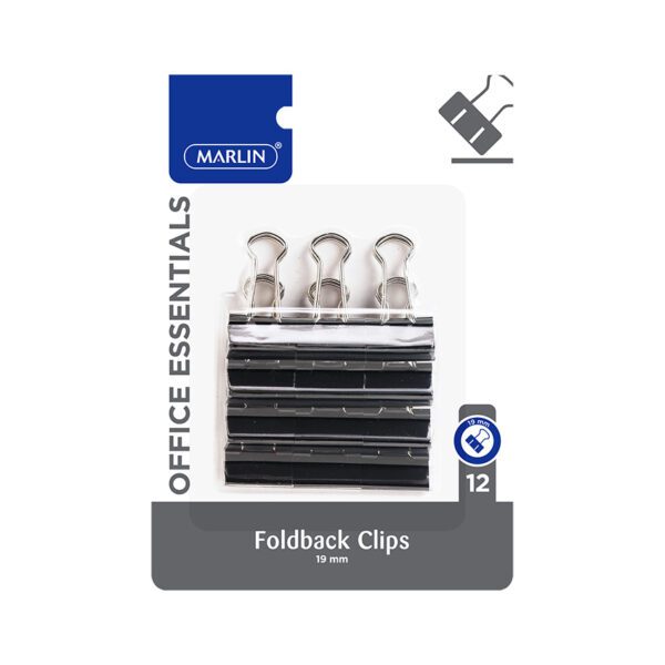 Marlin clips foldback 19mm black crd 12