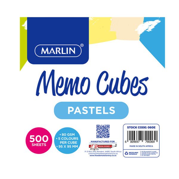 Marlin cube refill full 10x10 800sht asst pastel