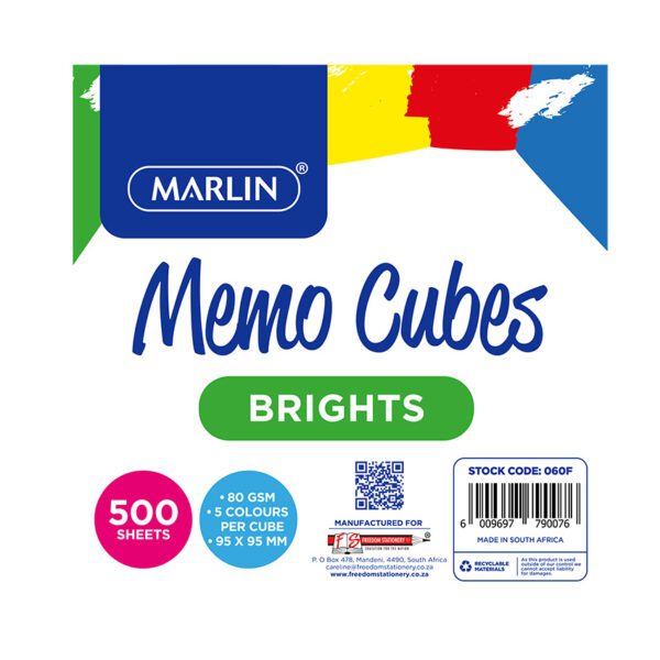 Marlin cube refill full 10x10 800sht asst bright