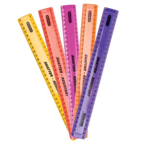 Marlin ruler plastic 30cm colour 10's edo