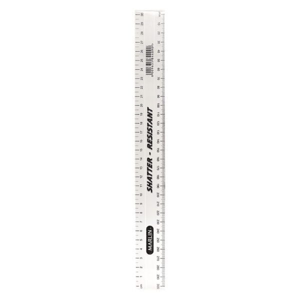 Marlin ruler plastic 30cm clear 10's edo