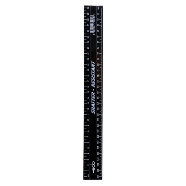 Marlin ruler plastic 30cm black 10's edo