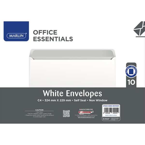 Marlin env c4 324x229 white self seal 10pk