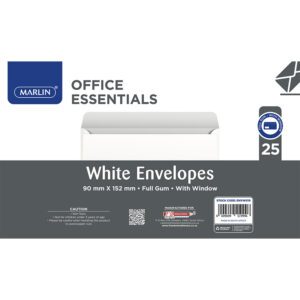 Marlin env 90x152 white gummed wind 25pk