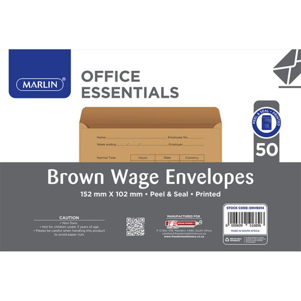 Marlin env wage 152x102 brown simpli stick print 50pk