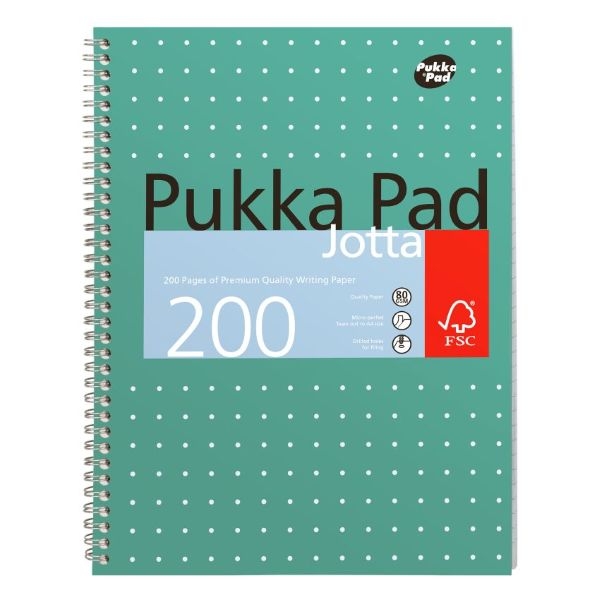Pukka metallic notepad a4 soft cover 200pg side spiral jotta green
